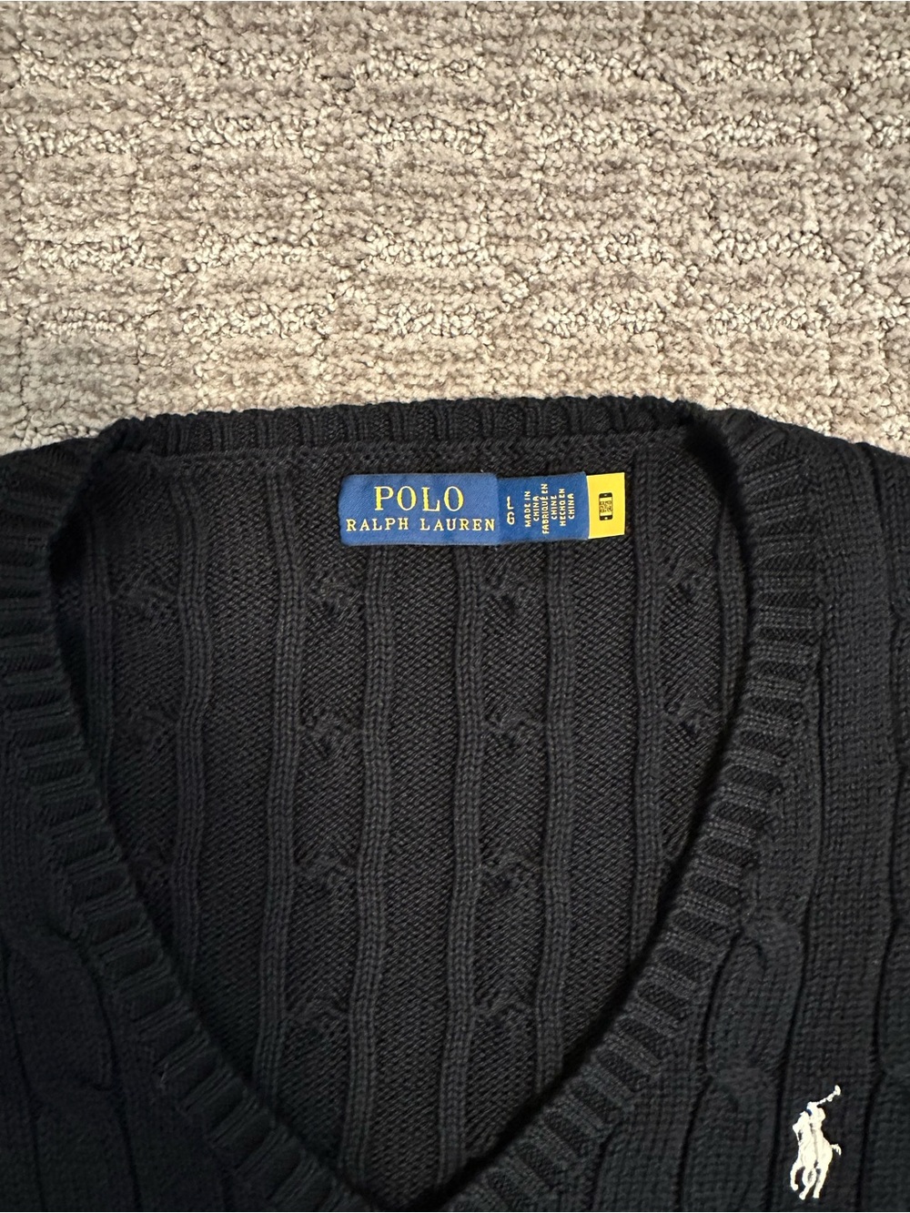Polo by Ralph Lauren Black Cable-Knit V-Neck Sweater - Picture 2 of 3